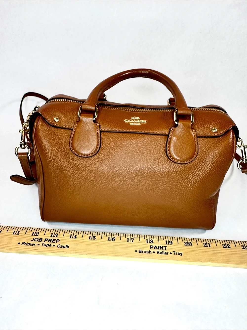 Coach Mini Bennett Satchel F36677 Pebbled Leather Saddle Brown Crossbody Bag